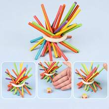 Children's Wooden Stick Balancing Game, Cognitive Training, Shape Matching Interactive Tabletop Toy, Early Education - 彩色 - 查看 5