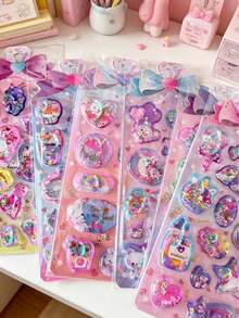 Cute Shiny Glitter Shaking Stickers 3D Glitter Heart Animal Decorative Stickers Suitable For Diary, Photo Album, Phone Case Decoration - Color - View 1