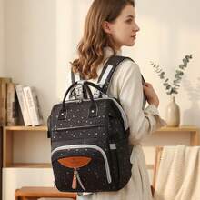 Large Capacity Multi-Pocket Diaper Bag Backpack Designed For Moms, With Dry-Wet Separation Function, Lightweight & Soft Mommy Bag, Featuring Front/Back/Side/Zipper/Mesh Pockets For Storing Newborn Essentials, Pink Star Pattern, Suitable For Stroller, Maternity Hospital Bag - Multicolor - View 6