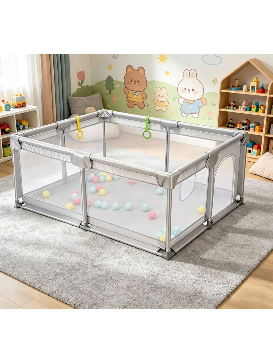 Portable Baby Playpen, Foldable Playpen For Children, Various Colors Available - Light Grey - View 1