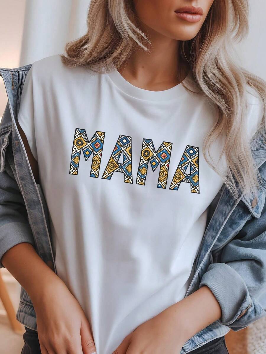 Camiseta con estampado bohemio "Mama Boho", de algodón orgánico artístico. Camiseta unisex de algodón puro de 220 g. Peso ideal para todas las estaciones, apta tanto para hombres como para mujeres. Tejido duradero de alta calidad, suave al tacto y de larga duración. Camiseta transpirable. Adecuada para la primavera y el verano, vacaciones, Día de la Madre y Día de la Independencia. - Blanco - Ver 1