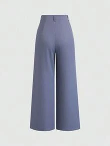 Pantalones anchos plegados con estampado jacquard elegante vintage para mujer, otoño/invierno - Gris hierro - Ver 2