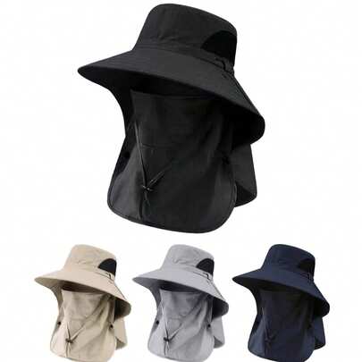 1 chiếc khăn quàng cổ chống nắng màu trơn unisex, vành rộng, thích hợp cho hoạt động ngoài trời, câu cá, leo núi, câu cá, đi dạo hàng ngày, leo núi, câu cá.