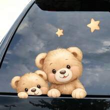 Cartoon Bear Star Car Window Sticker, Waterproof Removable Vinyl Decal, Durable No-Residue Peeking Bear Design For Car Door, Bumper, Laptop, Luggage, Motorcycle - Bear Car Stickers - View 2