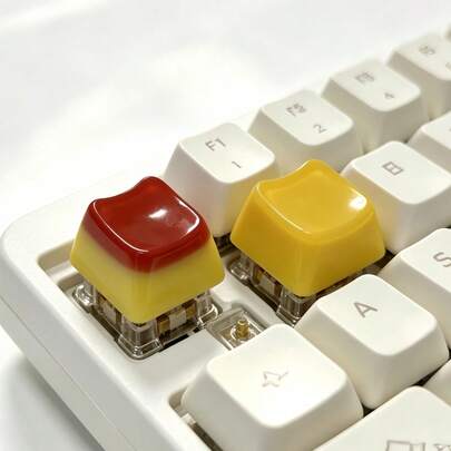 1 Piece Personalized Cute Cat-Shaped Caramel Pudding Keyboard Cap Installed On The Esc Key DIY Resin Cartoon Simulation Mango Pudding Keyboard Cap Single