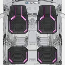 4-Pc Printed 2D Flat Car Floor Mats. Universal Fit, Made Of Crystal Velvet And Rubber. Stain-Resistant, Wear-Proof, Anti-Slip And Easy To Clean, Ideal For Daily Car Interior Protection. Designed With Striped Texture And Available In Multiple Colors - (4-piece Set) Style 3 - View 3
