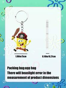 SpongeBob SquarePants 方形褲2D鑰匙圈套組，4款卡通角色吊環（方形褲海盜、派屈克、方形褲與蝸牛），適用於鑰匙、包包與背包的吊飾配件，適合粉絲禮物與派對贈品 - 鑰匙鏈 - 查看 7
