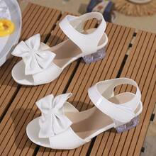 Girls' High Heel Sandals Summer 2026 Versatile High Heel Sandals Thick Heel Bow Sandals Big Kids Fashion Shoes Plus Size - White - View 11