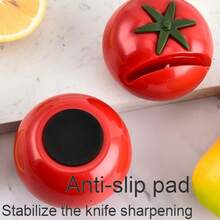 Dụng cụ mài dao mini hình quả cà chua dễ thương, cầm tay, dùng trong gia đình, đá mài nhanh cho nhà bếp (1 cái). - Đỏ - Xem 5