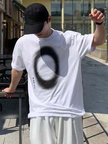 Camiseta blanca para hombre con estampado gráfico de letras  Cuello Redondo Algodón 100% Tejido Suave Manga Corta Transpirable y Fresca - Blanco - Ver 2