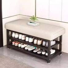 White, Gray Shoe Bench Shoe Bench Shoe Storage Rack Shoe Storage Rack With Cushion Upholstered Seat Unit - Grey (60cm) - View 5