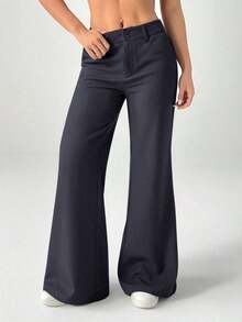 Nuevos pantalones de traje de estilo casual de cintura baja para otoño e invierno - Gris Oscuro - Ver 10