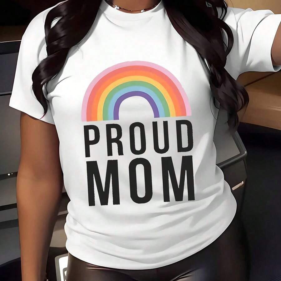 Women's Casual Camisole With 'Proud Rainbow Mom' Print, Soft And Comfortable, Gift For Mother's Day, Birthday, Pride Month, Breathable And Comfortable - 白色 - 查看 1