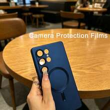 豪華磁吸保護殼，適用於 S26 Ultra S25 Ultra S24 Ultra S23 Ultra S26 S25 FE A56 A36 A55 A57 A37 A17 A16 A06 A07，軟 TPU 防震手機殼 - 深藍色 - 查看 2
