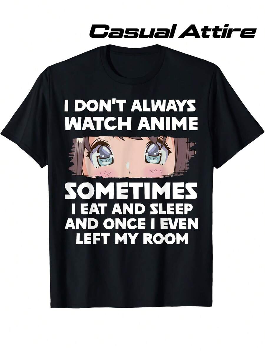 Blusas para mujer y playeras de mujer, Playera con texto divertido y ojos de anime, estilo casual y gracioso ideal para fans del anime y looks relajados, blusas casuales para dama perfectas como vestidos casuales para mujer de uso diario - Negro - Ver 1