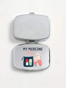 Square Pill Box, Printed Capsules, Pill, Letter, Medicine Bottle Patterns, Portable Pill Storage Compartments, Mini Metal Storage Box, Portable Jewelry And Pill Box, Travel Pill Case, Large Compartment, Weekly Pill Organizer,For Daily Medication & Vitamins, Essential For Doctors And Nurses, Emergency Needs, Travel, Hiking Emergency Rescue, Personalized Creative Gift With Cartoon Logo - Multicolor - View 7