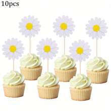 36pcs/12Pcs/5pcs Daisy Cupcake Toppers, Pink Flower Cake Topper, Daisy Cake Decorations Toothpicks Chrysanthemum Cupcake Toppers, Spring Daisy Flower - Multicolor - View 10