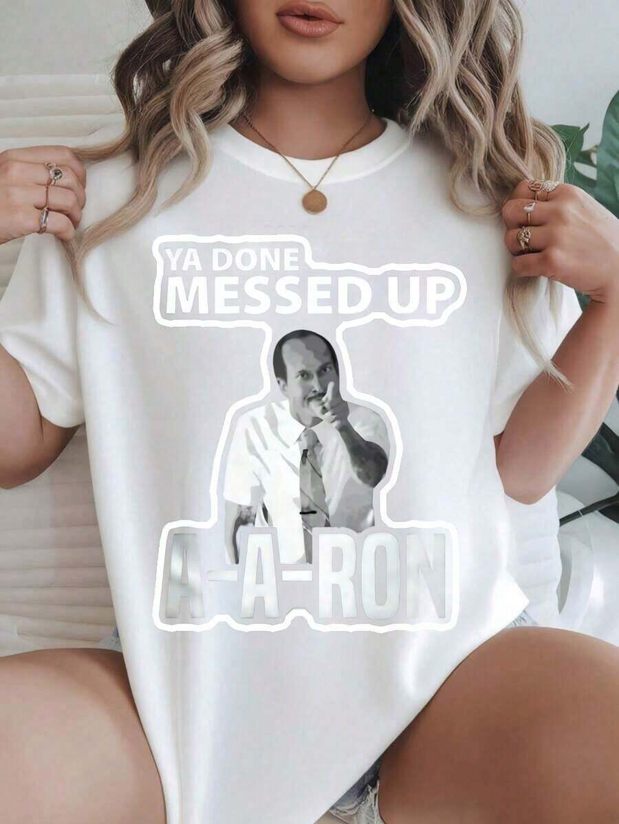 Vintage Ya Done Messed Up A A Ron Fashionable Casual Printed T-Shirt For Women, Suitable For All Seasons
-WhiteFashion - 白色 - 查看 1
