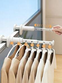 Retractable Travel Clothes Drying Rack, Portable Folding Hanging Rack, Suitable For Hotel, Indoor Use, No Drilling Required, Space-Saving, Foldable Design With Rotating Clips, Suitable For Dorm, Bathroom And Closet - White Plastic, Strong Grip, Clothes Drying Rack, Clothes Drying Rack - Multicolor - View 6
