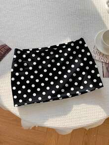 Falda corta de verano informal para mujer con cintura baja de unicolor - Blanco - Ver 1
