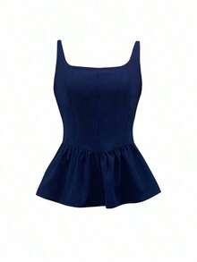 Camiseta de mujer plisada en marrón (con estiramiento en 4 direcciones) - azul real - Ver 3