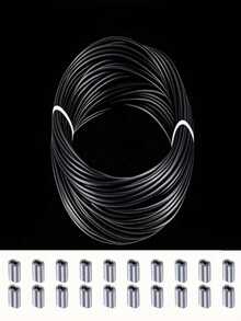 Outdoor Plastic Coated Steel Wire Rope, Suitable For Clothesline, Cat Leash, Tent Rope, Sunshade Net Rope - Black - View 2