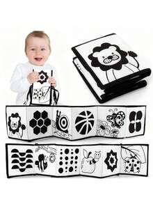 My First High Contrast Black And White Soft Book, Suitable For Tummy Time Activity For Infants, Black And White Baby Cards, Foldable Educational Activity Cloth Book, Suitable For Baby Boys And Girls - Multicolor - View 3