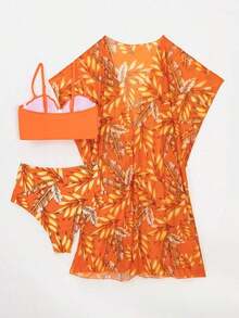 Swim Lushoire Tankini con estampado de plantas - Naranja Quemada - Ver 6