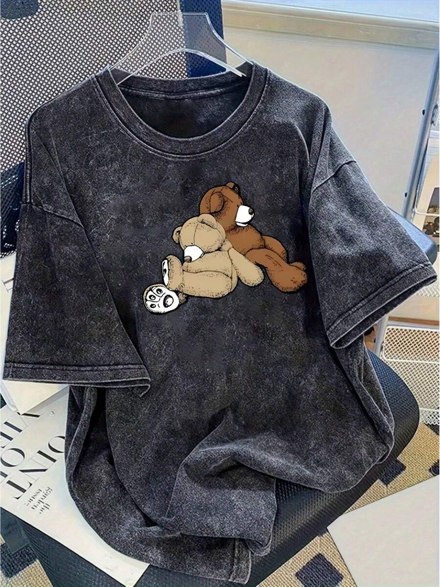 Una camiseta estampada con diseño moderno, de alta calidad, de algodón puro, de marca retro de moda, camiseta para mujer, popular para uso diario, regalo para las vacaciones, el obsequio perfecto - Camiseta de algodón lavado de 230g.