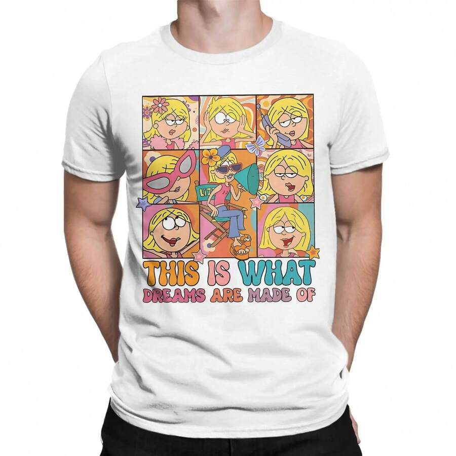 Camiseta Hilarys Duffs Cartoon Lizzies para hombre y mujer, 100% algodón, divertida, cuello redondo, manga corta, verano, 220 g, algodón puro, tejido grueso, resistente a las arrugas y que no se deforma fácilmente. Estilo sencillo y versátil, ligero y transpirable, perfecto para ir al trabajo, viajar, acampar, ir de compras y para el tiempo libre diario. - Blanco - Ver 1