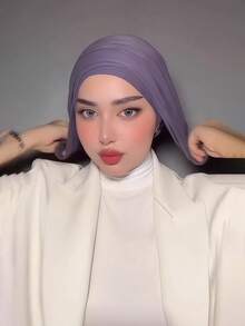 1 chiếc khăn trùm đầu turban 2 trong 1 cổ điển dành cho nữ, thiết kế xếp ly nhiều lớp giúp tôn dáng đầu, được làm từ vải jersey cao cấp, thấm hút mồ hôi và thoáng khí, phù hợp cho sinh hoạt hàng ngày và các hoạt động ngoài trời của phụ nữ Hồi giáo. - Nhiều màu - Xem 4