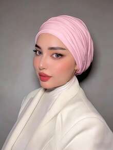 1 chiếc khăn trùm đầu turban 2 trong 1 cổ điển dành cho nữ, thiết kế xếp ly nhiều lớp giúp tôn dáng đầu, được làm từ vải jersey cao cấp, thấm hút mồ hôi và thoáng khí, phù hợp cho sinh hoạt hàng ngày và các hoạt động ngoài trời của phụ nữ Hồi giáo. - Nhiều màu - Xem 16