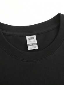 Oferta especial del : Camiseta casual de algodón puro de 180g para hombre, de talla grande, con cuello redondo y manga corta, tela de elasticidad media, lavable a máquina, ajuste cómodo adecuado para todas las estaciones, camiseta con diseño único, cómoda de llevar. - Negro - Ver 4