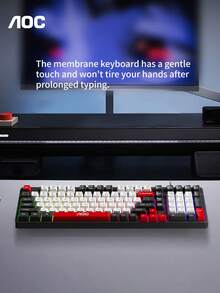 AOC Wired Gaming Keyboard, With Rainbow LED Backlight, 102-Key Full-Size Layout, 1000Hz High Refresh Rate, 26-Key Anti-Ghosting, USB Keyboard For PC Laptop Gaming & Office - View 6