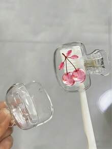 1/2pcs Portable Toothbrush Head Cover With Two Strings Of Crystal Cherries Design. Storage Box, Toothbrush Cover Holder, Essential Bathroom Accessory For Family And Business Travel, Daily Use And Outdoor Trips. Portable Toothbrush Storage Box, Daily Toothbrush Maintenance, Portable Toothbrush Cover, Rose-Themed Storage Box, Decorative Toothbrush Cover, Compact Storage Solution. - Multicolor - View 9