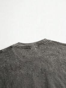 Camiseta de estilo casual para hombre, con efecto lavado y diseño de copo de nieve, de talla grande, con estampado de fútbol estilo Miami Hardcore, ropa de calle de verano, regalo para fanáticos del fútbol. - Gris - Ver 6