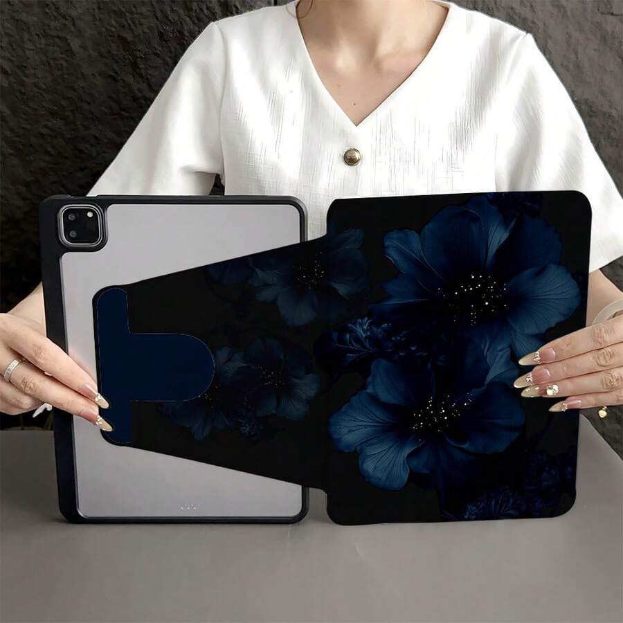 这款黑蓝花卉图案的保护套带有笔槽,兼容 iPad 11 (A16 2025),支持自动休眠/唤醒功能,也兼容小米 5/5 Pro/6/6 Pro/7/7 Pro、华为 MatePad 和荣耀平板电脑。 - 彩色 - 查看 1