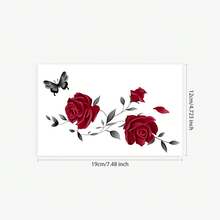 New Arrival Dark Personalized Waterproof Temporary Tattoos, Butterfly & Rose Floral Designs, Tattoo Stickers For Women - Multicolor - View 4