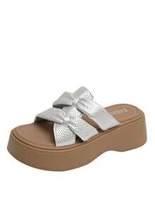 New Elegant Women's Sandals, Women's Summer Casual Sandals, Women's Thick Sole Sandals. Daily Wear Women's Shoes, Vacation Casual Beach Shoes - Silver - View 5