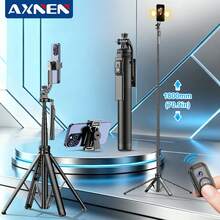 AXNEN Palo de selfie de aleación de aluminio con control remoto Bluetooth, soporte de teléfono multifuncional y extensible, compatible con smartphones, cámaras compactas, dispositivos iOS y Android - Multicolor - Ver 3