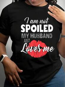 1 Piece Of Women's Casual Short-Sleeved T-Shirt "I'm Not Spoiled", 100% Thick Cotton - Comfortable Round Neck, Soft And Pretty Top, 180g 100% Cotton. - 白色 - 查看 8