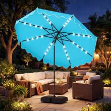 10 FT Outdoor Patio Umbrella With 32 Solar LED Lights & Weighted Base, Sandbags - 青碧色 - 查看 2