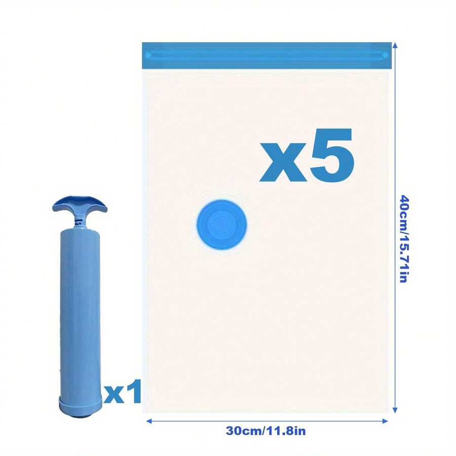 Grup Erik 5Pcs Vacuum Storage Bags With Hand Pump Space Saving For Closet Travel Luggage