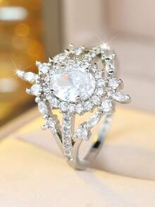 A Delicate Egg-Shaped Cubic Zirconia Ring, A Stylish Women's Wedding Ring, A Must-Have Jewelry Gift For Wedding Season, And An Engagement Ring - Ring - View 3