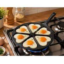 1pc Creative Multi-Hole Frying & Baking Pan/6-Cup Heart-Shaped Non-Stick Egg Pan/New Aluminum Alloy Egg Cooker For Home Kitchen/Multi-Function Breakfast Pan/6-Hole Creative Non-Stick Breakfast Pan - View 2