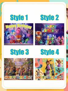 Phông nền sinh nhật chủ đề Disney cao cấp, chất liệu polyester bền chắc với hình ảnh Zootopia và các nhân vật Joy, Sadness, Anger, Disgust & Anxiety, đảm bảo sử dụng lâu dài. Được thiết kế để bền bỉ và tạo ấn tượng thị giác, phông nền sinh nhật kết hợp cao cấp này kết hợp chất liệu chất lượng cao với các thiết kế được người hâm mộ yêu thích. - Lý lịch - Xem 8