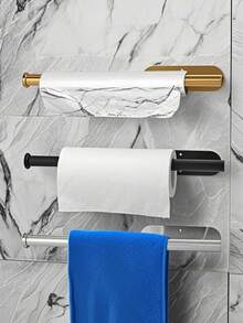 Giá đỡ khăn giấy tự dính gắn tường - Thích hợp cho nhà bếp, phòng tắm và nhà vệ sinh; Dễ dàng lắp đặt. - C-vàng - Xem 7