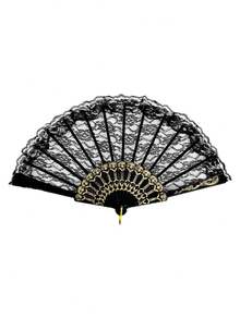 1pc/2pcs Vintage French Lace Tassel Folding Hand Fan, Portable For All Seasons, Suitable For Dancing - Multicolor - View 13