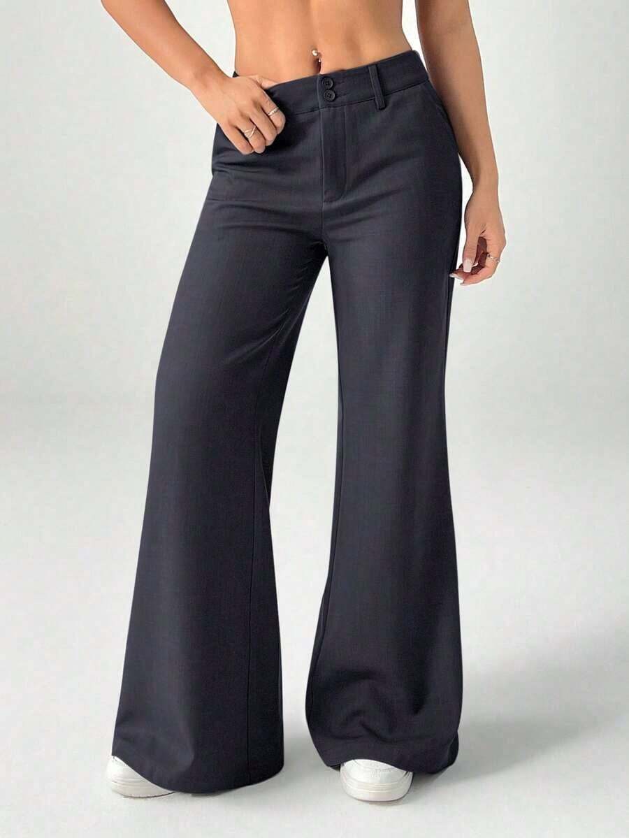 Nuevos pantalones de traje de estilo casual de cintura baja para otoño e invierno - Gris Oscuro - Ver 1