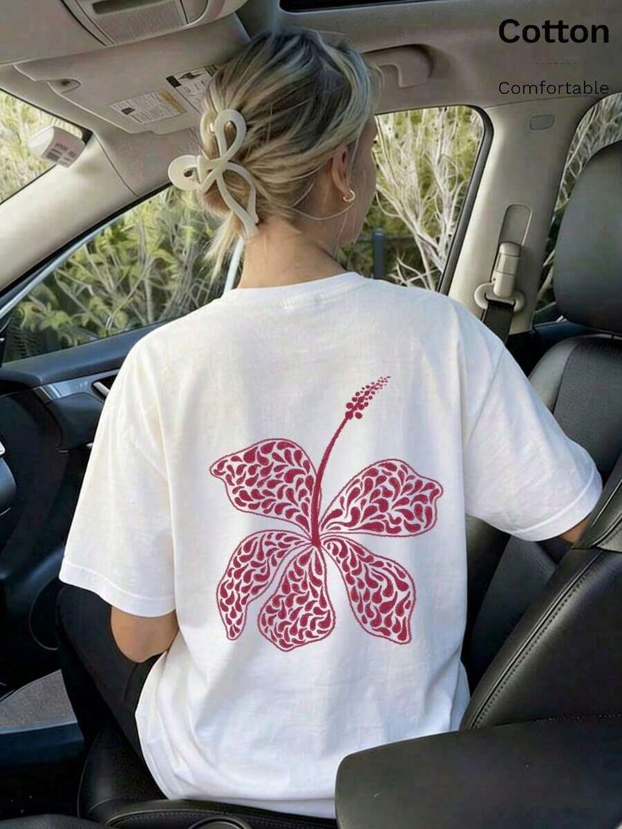 Women's Oversized Sweatshirt With Ski Print, Round Neck, Short Sleeve, Casual Design - 黑色 - 查看 1